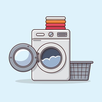 laundry washing machine and basket illustration vector