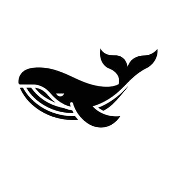 Simple Black and White Whale Silhouette vector