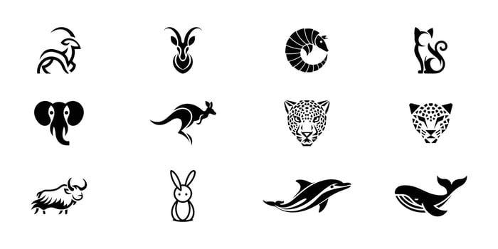 Stylish Black and White Animal Silhouettes for Design vector