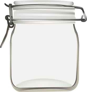 A glass jar with a metal clip on the lid vector