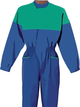 Blue coverall with green trim vector