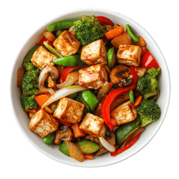 Savory Tofu Stir Fry with Assorted Vegetables png