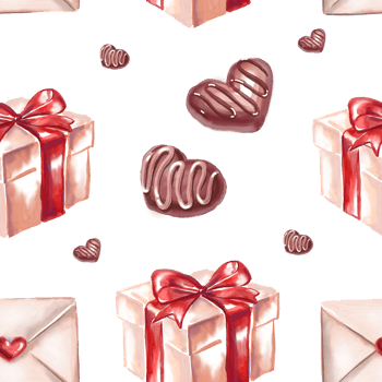 St Valentines Day seamless pattern. Watercolour png