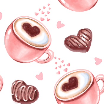 St Valentines Day seamless pattern. Cute watercolour illustration png