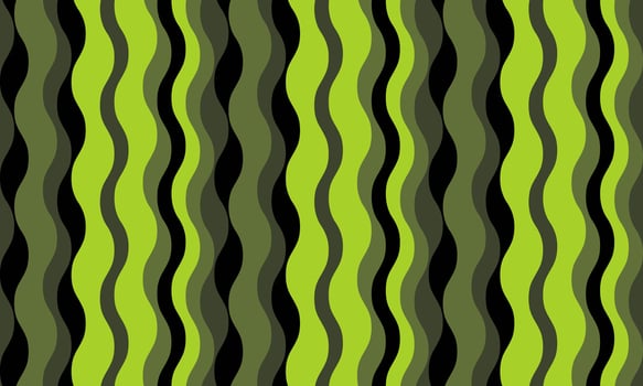 Abstract wavy stripes in lime green and dark olive green on black background. Perfect for website banners, textiles, packaging, or vibrant graphic design projects. Modern, stylish, and versatile. vector