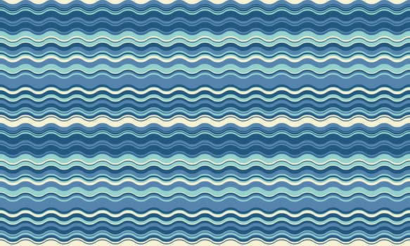 Seamless wavy stripes pattern in calming blues and creams. Perfect for textile design, website backgrounds, or any project needing a tranquil, nautical feel. vector