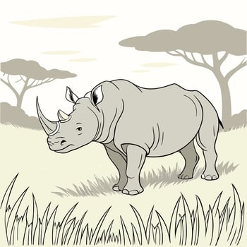 The illustration of rhinoceros animal vector