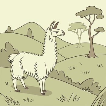 Illustration of llama animal vector