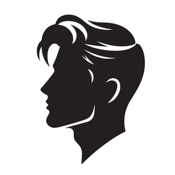 a silhouette of a man's head with a short hair style vector