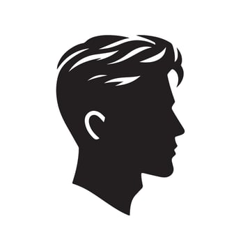 a silhouette of a man's head with a wavy hair vector