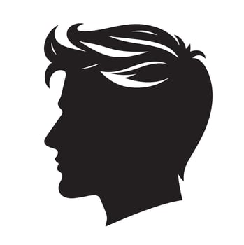 silhouette of a man's head with a wavy hair vector