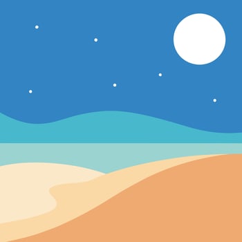 Serene Nighttime Beachscape Moonlit Sands, Ocean, Stars vector
