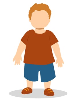 illustration of a young boy standing confidently in casual summer attire against a minimal background vector