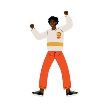 Happy African American Man Celebrating Victory, Successful People Concept Illustration vector