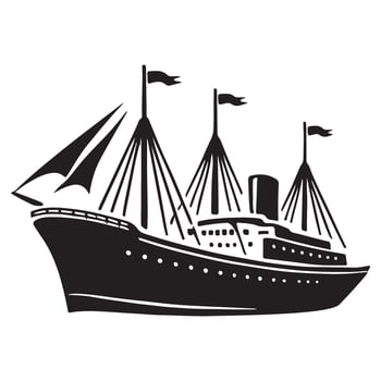 Vintage Ocean Liner Silhouette Illustration vector