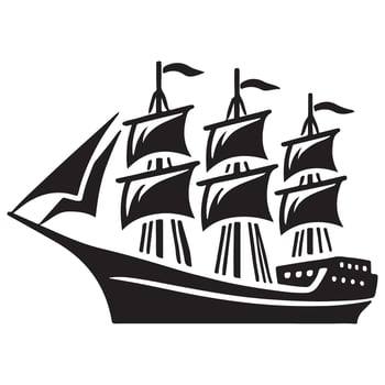 Classic Silhouette Sailing Ship design Illustration vector