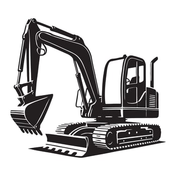 Mini Excavator Silhouette Illustration vector