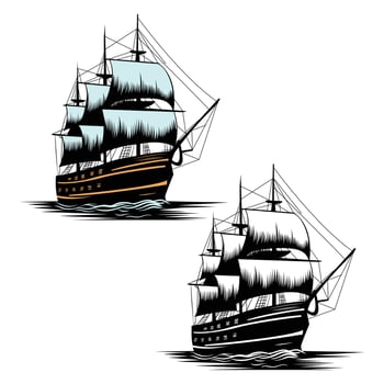 Illustration of ship, Silhouette of ship vector