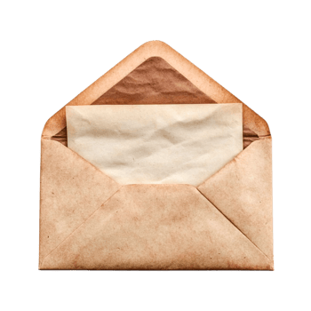 Vintage Envelope with Blank Paper Note Inside Aged Texture png