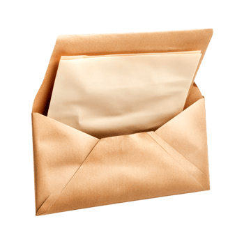 Brown paper envelope with blank note inside waiting to be sent png