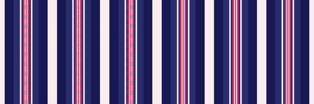 Kingdom lines fabric seamless, apartment textile background stripe. Reel texture vertical pattern in blue and lavender blush colors. vector