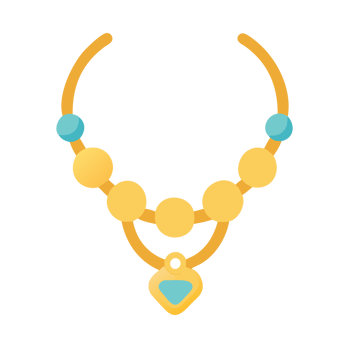 Elegant gold necklace icon display jewelry store product image chic environment close-up view fashion concept png