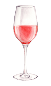 Realistic watercolor illustration of a glass of rose wine. Hand drawn alcoholic drink. Design element for bar and restaurant menu, tasting. png