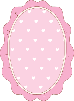 Hand drawn whimsical oval frames collection in coquette style graphic set light pink png