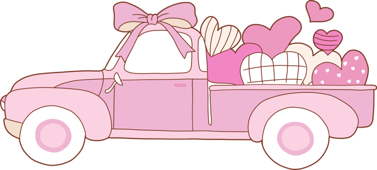 Coquette Valentine s day with pink truck png