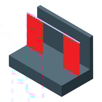 Red curtains covering stage in isometric view vector