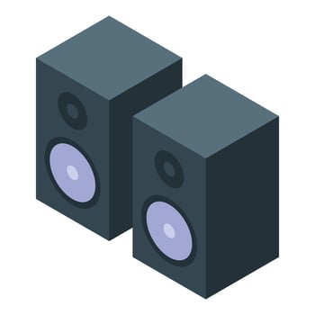 Two speakers are shown in an isometric style vector