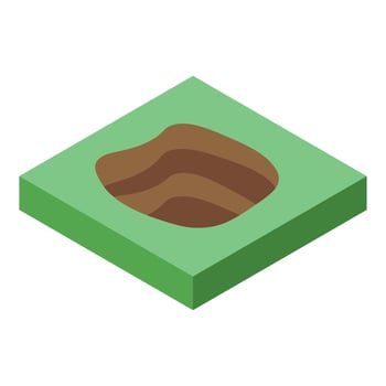 Isometric hole ground showing empty pit excavation representing construction vector