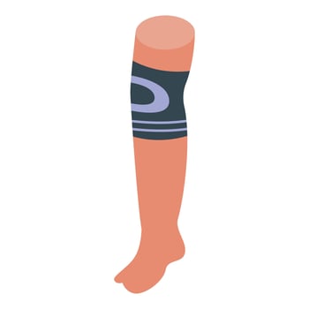Elastic knee support protecting leg during workout vector