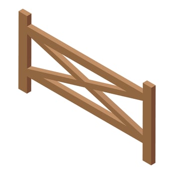 Wooden fence protecting ranch in isometric view vector
