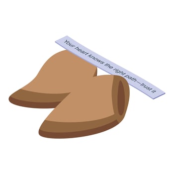 Fortune cookie revealing inspirational message, trust your heart vector