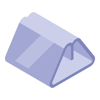 Triangular plastic packaging for food product showing isometric projection vector
