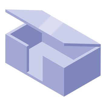 Open empty modern gift box with hinged lid isometric icon vector