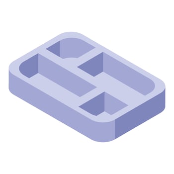 Empty plastic food tray with compartments isometric view vector
