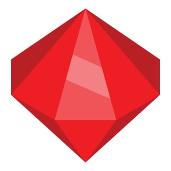 Shiny red gemstone reflecting light on white background vector