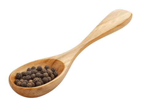 Wooden spoon with black pepper png