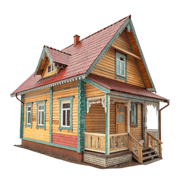 small 3d wooden house is isolated on transparent background png