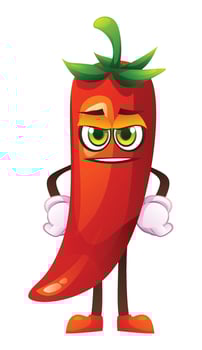 Cute chili character, expressing readiness. Cartoon illustration vector