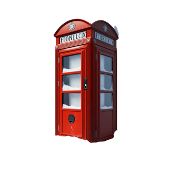 Red Telephone Box with Snow on Roof on Transparent Background png