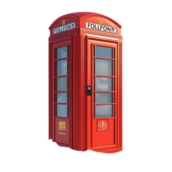 Classic British Red Phone Booth with Snow on Transparent Background png
