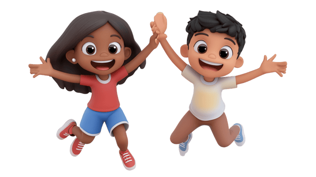 Happy children celebrating together in a joyful moment of friendship and fun during a sunny day png