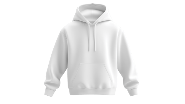 White hoodie displayed against a plain background for fashion and clothing showcase png