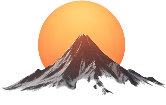 Sunlit mountains under a colorful vibrant morning sky. . png