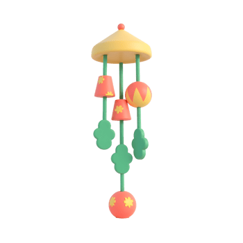 Adorable Baby Mobile Colorful 3D Rendered Crib Toy png