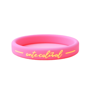 Pink Silicone Bracelet with Cute Yellow Text png