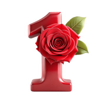 A red rose is on the number one png